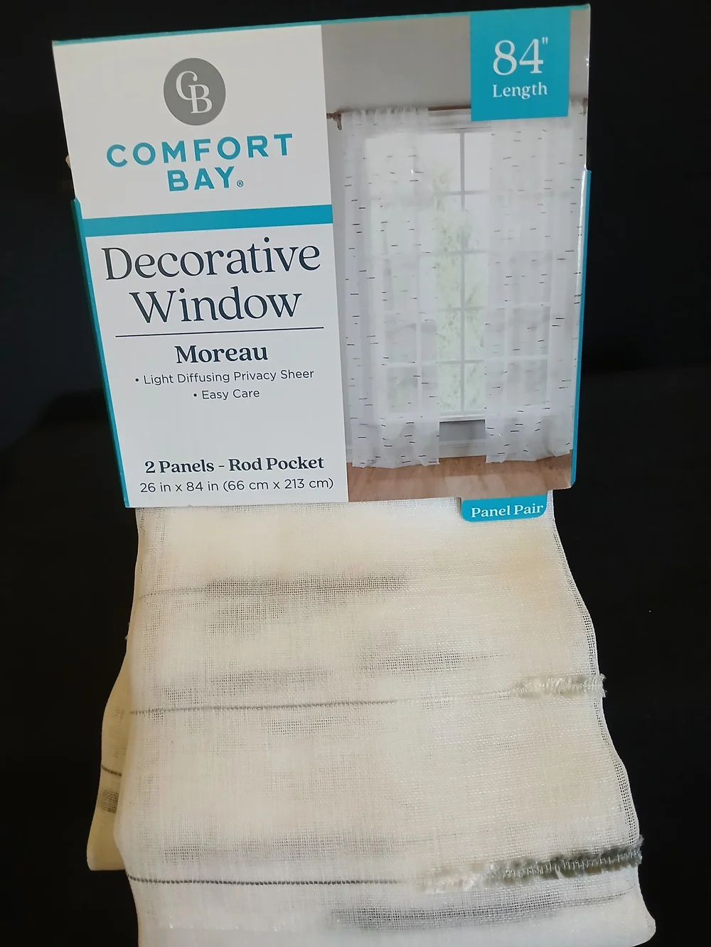 Comfort Bay Moreau Decorative Window Sheer Panel Pair in White